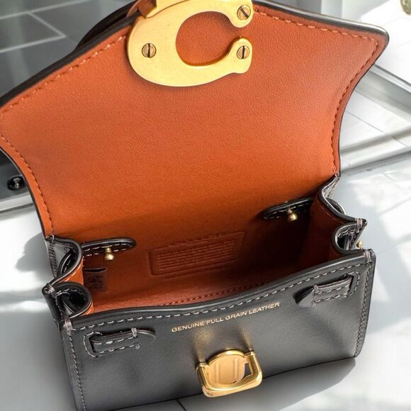 🖤 NWT Coach Luxe Refined Calf Leather Sammy 12 Top Handle Crossbody in Black - Picture 14 of 17